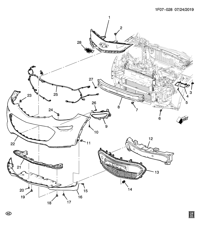 GM 42715477 STIFFENER-FRT BPR FASCIA LWR