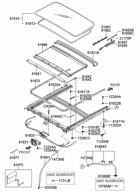 Sunroof Decoration Cover Genuine Hyundai Left 81661-1E000 Sunroof Decoration Cover Genuine Hyundai Left 81661-1E000