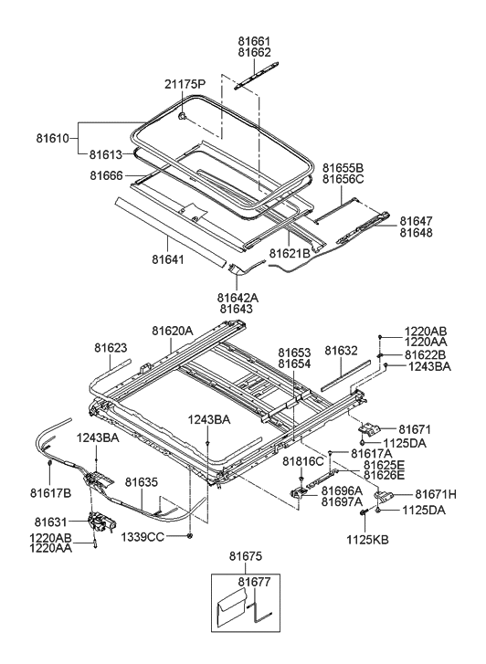 Hyundai 81666-2B000-J4 Sunshade Assembly-Sunroof