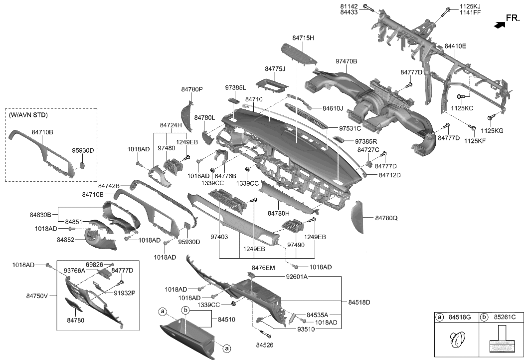 Hyundai 84523-B1000-4X Stopper-Glove Box