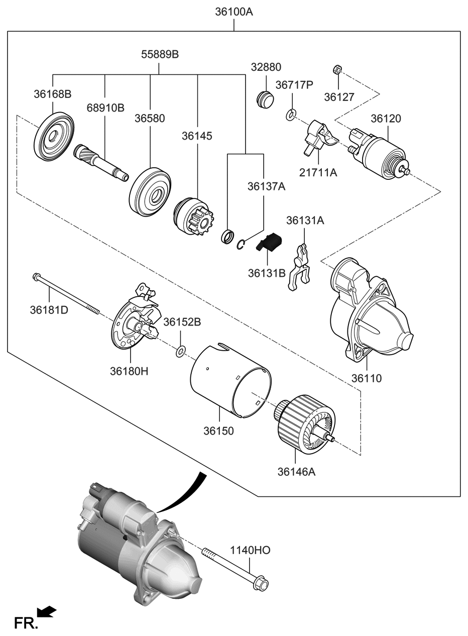 Hyundai 36110-2GGA0 Bracket Assembly-Starter, FRT