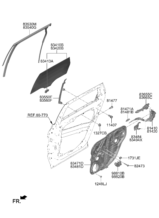 Hyundai 83420-S8011 GLASS ASSY-REAR DOOR, RH