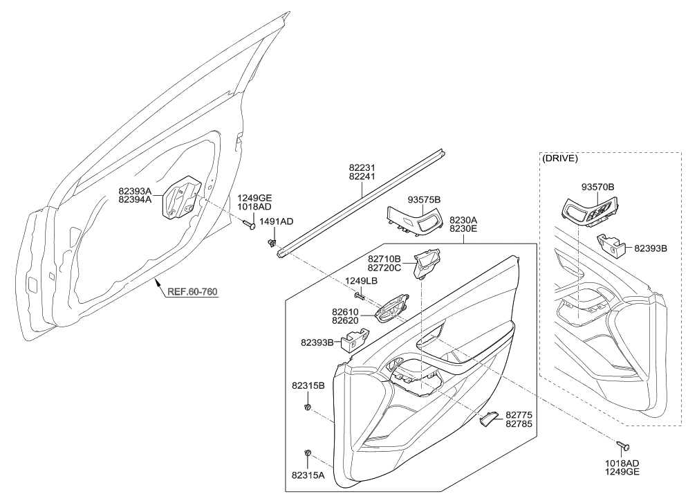 Hyundai 82305-3X040-RAS Panel Assembly-Front Door Trim, LH