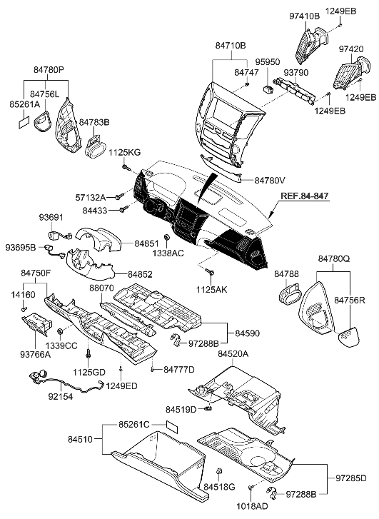 Hyundai 84785-3N200-HZ Cover Assembly-Crash Pad Main Side, RH