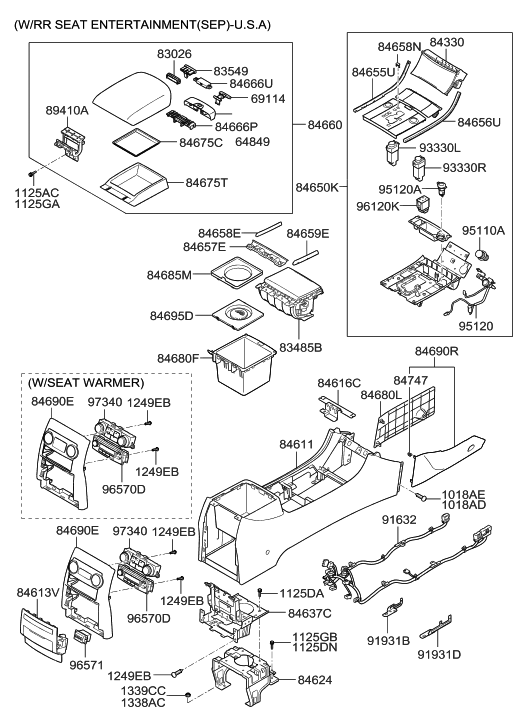 Hyundai 84665-3J000 Hinge Assembly-Armrest