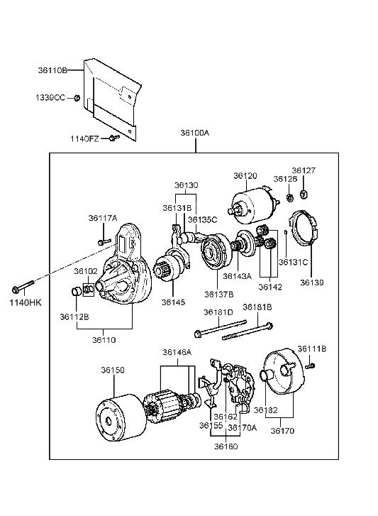 Hyundai 36110-37110 Bracket Assembly-Starter, Front
