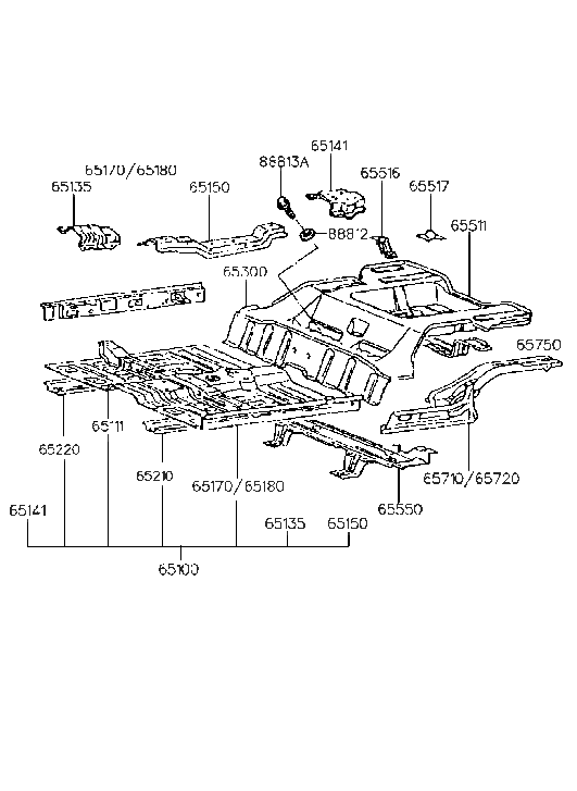 Hyundai 65150-23000 Crossmember Assembly-Front Seat