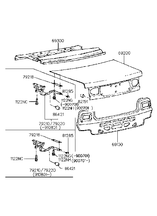 Hyundai 79220-23000 Hinge Assembly-Trunk Lid, RH