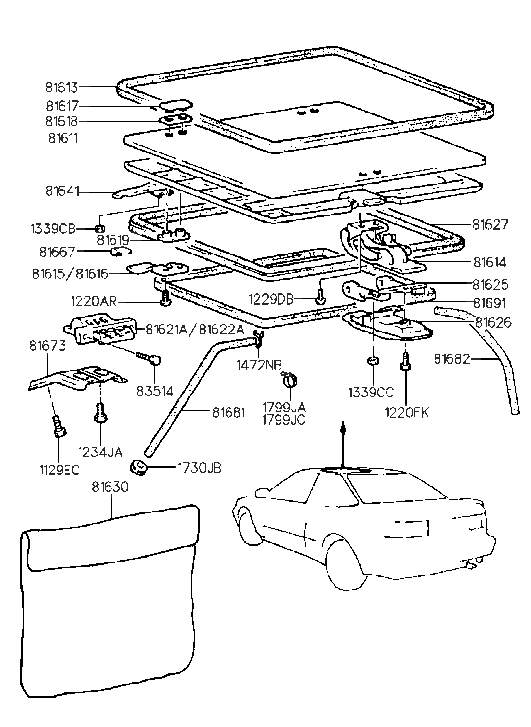 Hyundai 81626-23000-AR Escutcheon-Sunroof Handle