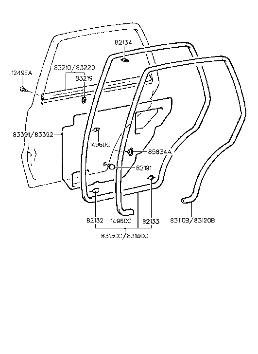 Hyundai 83219-34000 Clip-Door Belt Outside Weatherstrip Mounting