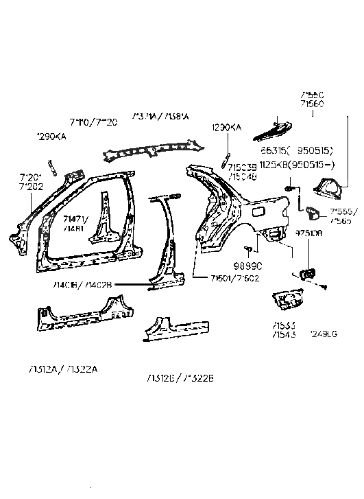 Hyundai 71504-34A11 Panel Assembly-Quarter Outer, RH