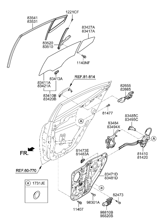 Hyundai 83411-F2020 GLASS-REAR DOOR WINDOW, LH