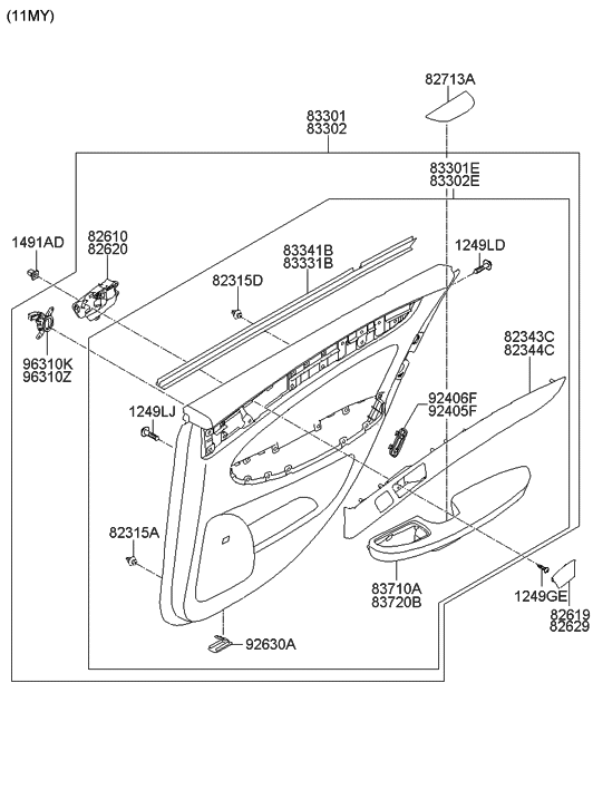 Hyundai 83342-3M001-PR2 Garnish Assembly-Rear Door Trim Upper RH