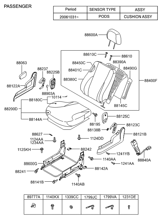 Hyundai 88401-2E060 Frame Assembly-Front Seat Back PASSEN