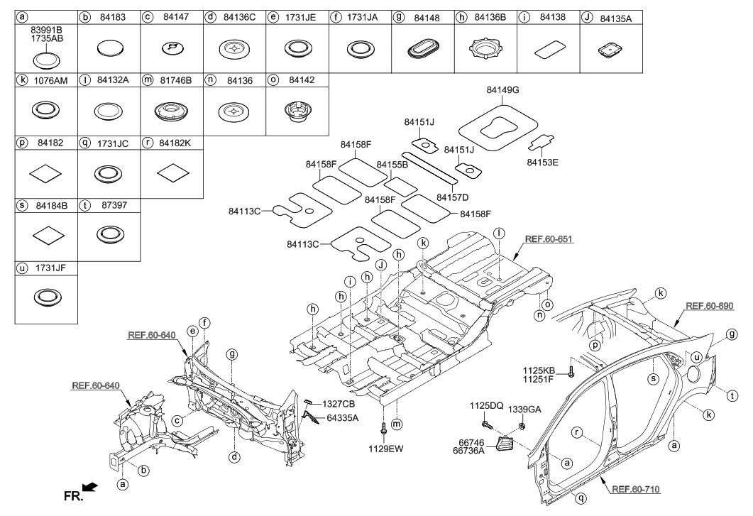 Hyundai 84156-G2000 Pad-Antivibration Rear Floor, Front