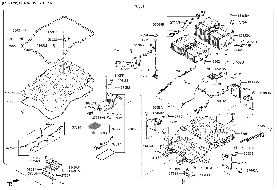 Hyundai 375B5-G7000 Bracket-Power Relay Assembly & Lower