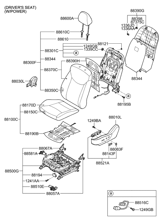 Hyundai 88350-3X101 Pad Assembly-Front Seat Back Drive