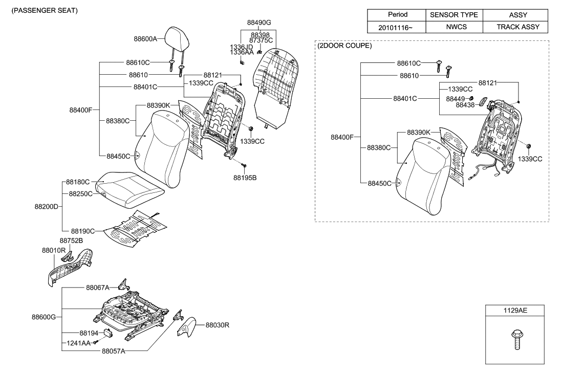 Hyundai 88400-3X620-PBK Back Assembly-Front Seat Passenger