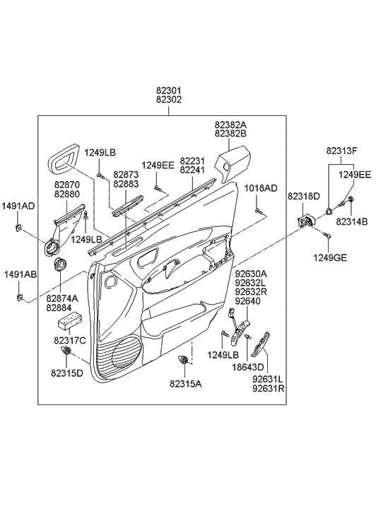 Hyundai 82302-2E031-GF Panel Complete-Front Door Trim, RH