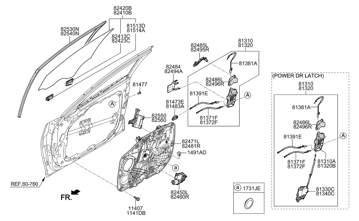 Hyundai 81321-B1030 Latch Sub Assembly-FR Dr, RH
