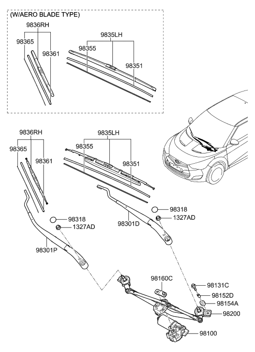 Hyundai 98365-A9000 Rail Spring-WIPER Blade, PASSEN