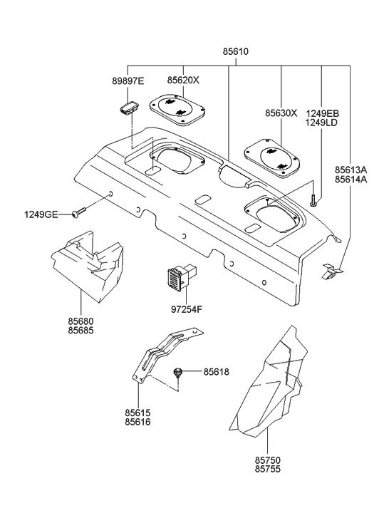 Hyundai 85614-3B000 Clip-Trim Mounting, RH