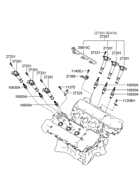 2021 Hyundai Sonata  Coil Assembly-Ignition Diagram for 273013E100