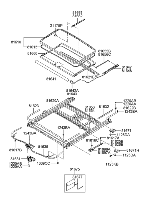 2021 Hyundai Sonata  Sunshade Assembly-Sunroof Diagram for 816662B000J4