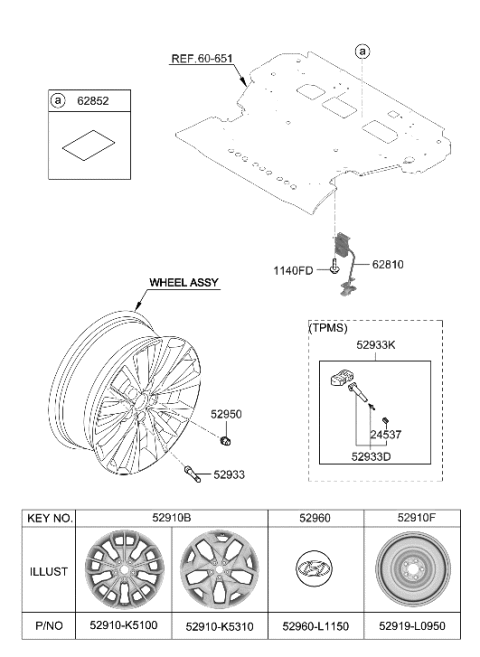 2023 Hyundai Sonata Hybrid  Tire Pressure Monitor Sensor Diagram for 52940L1100