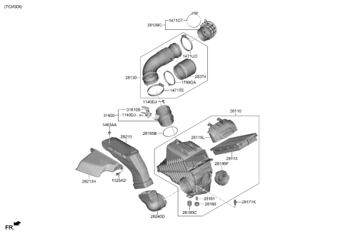 2022 Hyundai Sonata Hybrid  Insulator Diagram for 28160L1100