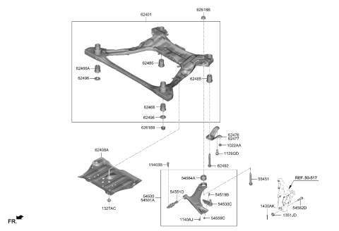 2022 Hyundai Sonata Hybrid  BUSH-FR LWR ARMA Diagram for 54551L1100