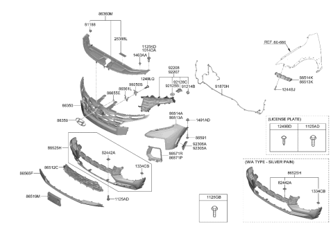 2023 Hyundai Sonata Hybrid  WIRING HARNESS-FR BUMPER Diagram for 91890K5010