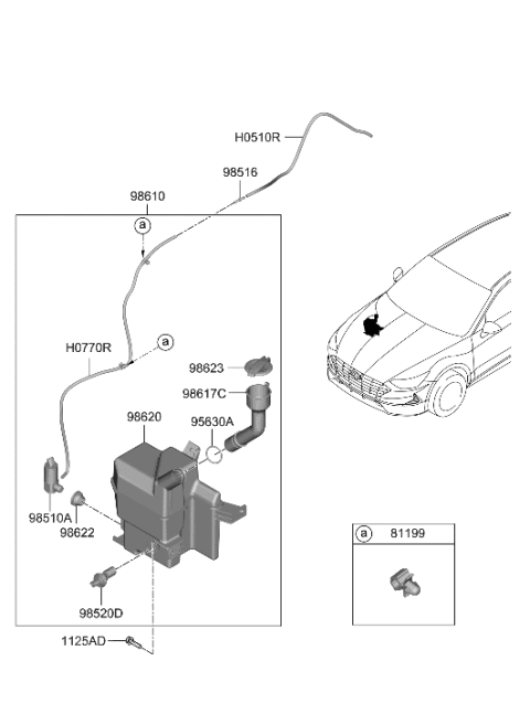 2006 Hyundai Accent  Windshield Washer Motor & Pump Assembly Diagram for 98510C1000