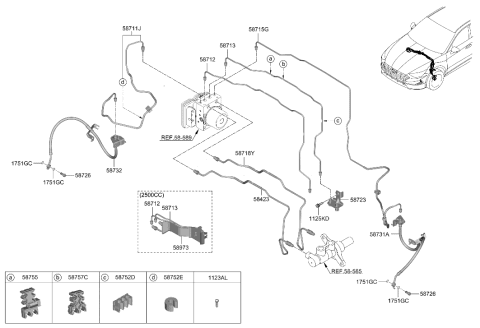 2006 Hyundai Accent TUBE-M/CYL TO H/UNIT, SEC Diagram for 58718L1000