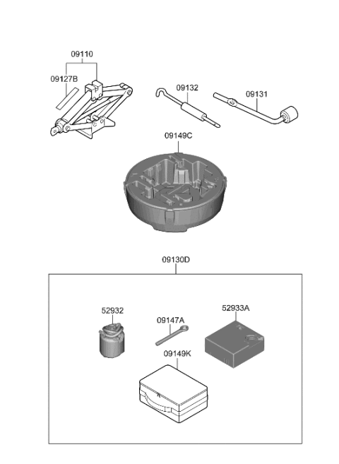 2006 Hyundai Accent  Jack Assembly Diagram for 09110B1000
