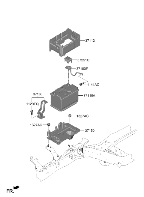 2006 Hyundai Accent  Tray Assembly-Battery Diagram for 37150L1000