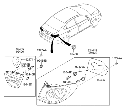 2011 Hyundai Elantra Pad-Rear Combination Outside Lamp Sealing Diagram for 924502H000