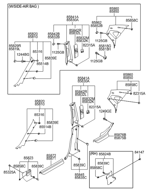 2009 Hyundai Elantra  Bracket "A"-Pillar, LH Diagram for 858552H000