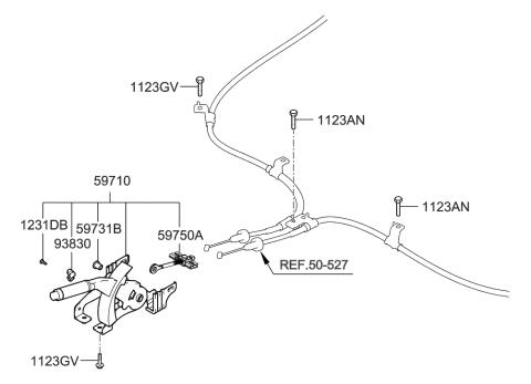 2012 Hyundai Elantra  Lever Assembly-Parking Brake Diagram for 597102H0009P