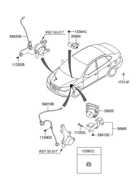 2013 Hyundai Elantra  Sensor Assembly-Yaw Rate&G Diagram for 956902H500