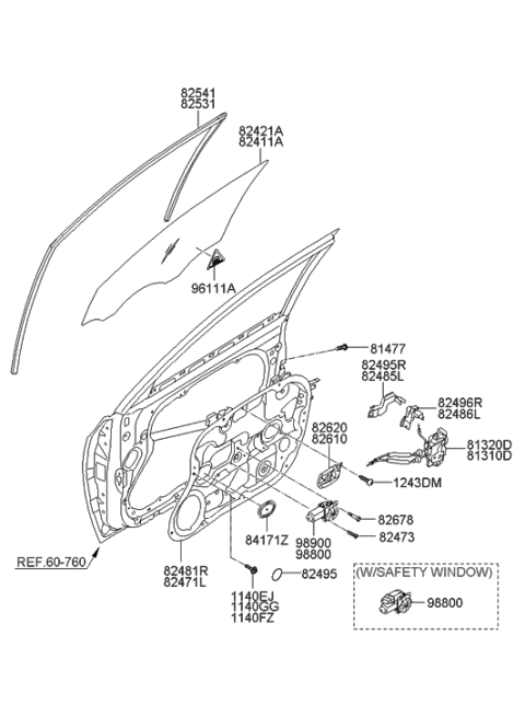 2012 Hyundai Elantra  Front Left-Hand Door Module Panel Assembly Diagram for 824712H000