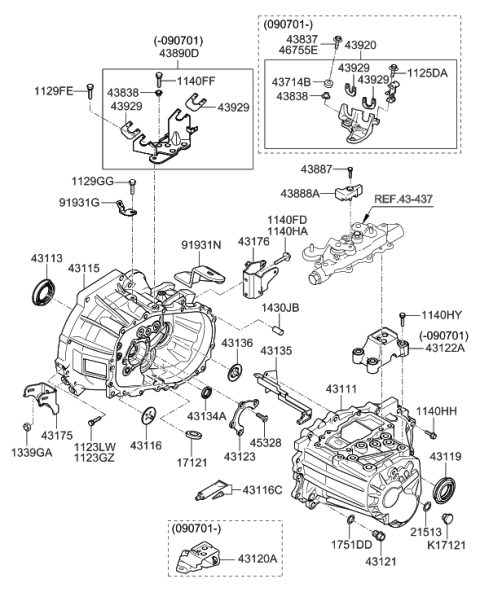 2012 Hyundai Elantra  Transaxle Mounting Bracket Diagram for 4312223240