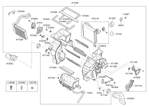 2013 Hyundai Elantra  Nut-Square Diagram for 971172H000