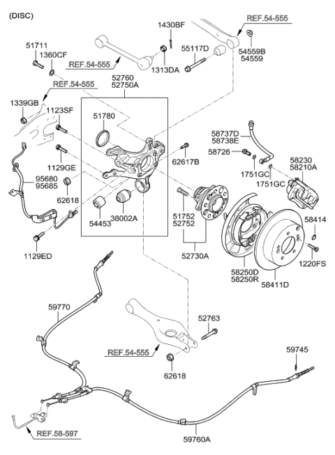 2012 Hyundai Elantra  Hose-Brake Rear, LH Diagram for 587372H350
