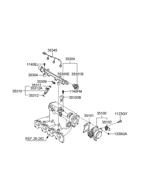 2013 Hyundai Elantra  Harness-Injector Diagram for 3534523300