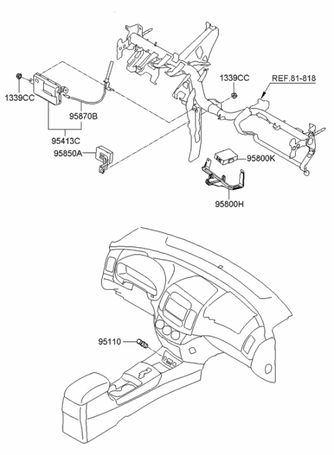2009 Hyundai Elantra Cigar Lighter Assembly Diagram for 951102H0004W