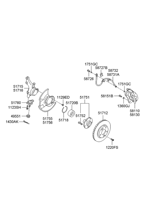 2013 Hyundai Elantra  Hose-Brake Front, LH Diagram for 587312H000