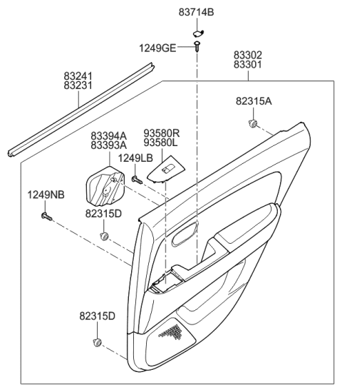 2012 Hyundai Elantra Weatherstrip-Rear Door Belt Inside RH Diagram for 832412H000