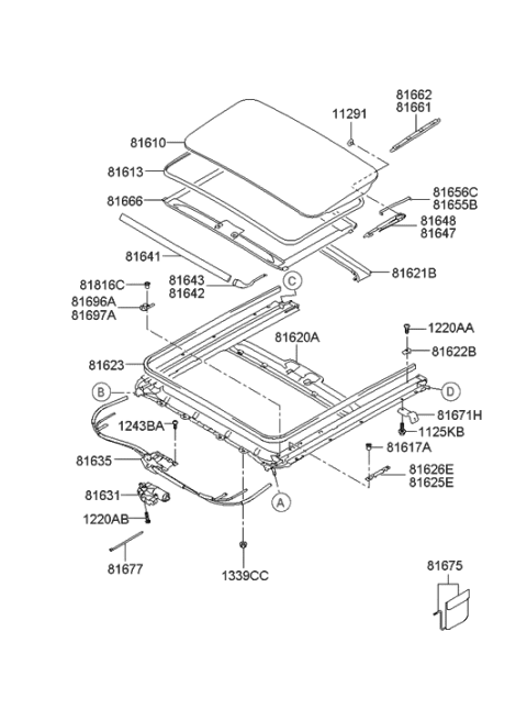 2009 Hyundai Elantra  Spring Base Assembly-Sunroof, LH Diagram for 816962H000