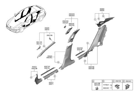1992 Hyundai Elantra  TRIM ASSY-RR DR SCUFF LH Diagram for 85875KL000NNB